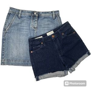 BUNDLE J. Crew Jean Skirt/Universal Thread Jean Shorts Size 0 Women's